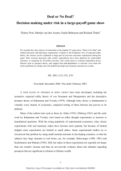 Deal or No Deal? Decision making under risk in a large
