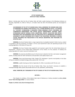 CITY OF HUDSON OAKS NOTICE OF PUBLIC HEARINGS Notice is