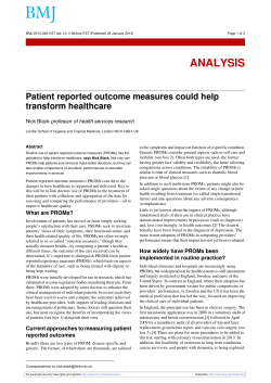Patient Reported Outcome Measures Could Help - Rug