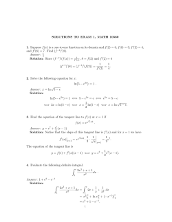 SOLUTIONS TO EXAM 1, MATH 10560 1. Suppose f(x) is a one