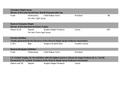 Champion Maple Syrup Winner of the John David Eaton World