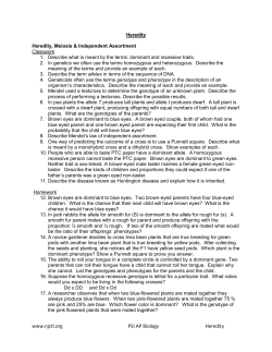 Heredity Chapter Problems | 686.7KB