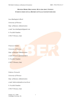 Business Model Disclosure - Association for Business and