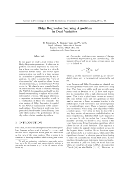 Ridge Regression Learning Algorithm in Dual