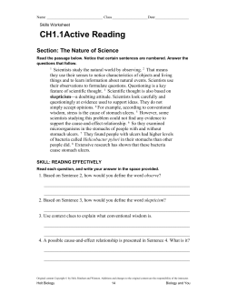 CH1.1Active Reading Section: The Nature of Science
