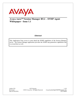 Avaya Aura (TM) SM and SMGR SNMP Whitepaper