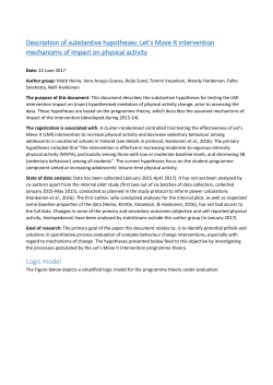 Description of substantive hypotheses: Let`s Move It intervention