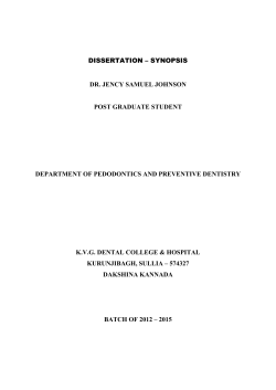 dissertation &ndash; synopsis dr. jency samuel johnson post graduate