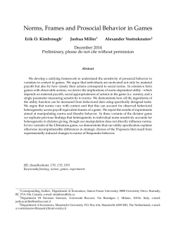 Norms, Frames and Prosocial Behavior in Games