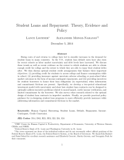 Student Loans and Repayment: Theory, Evidence and Policy
