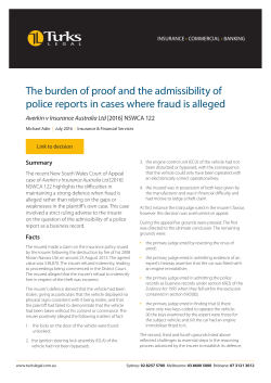 The burden of proof and the admissibility of police reports in cases