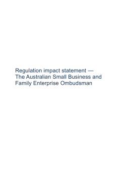 Australian Small Business and Family Enterprise Ombudsman RIS