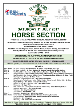 Hanbury Countryside Show Horse Section Schedule