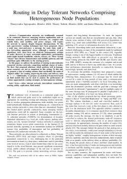 Routing in Delay Tolerant Networks Comprising