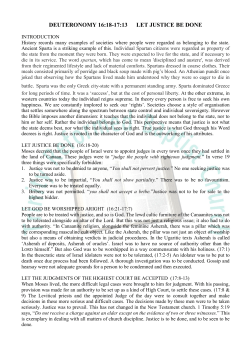 DEUTERONOMY 16:18-17:13 LET JUSTICE BE DONE