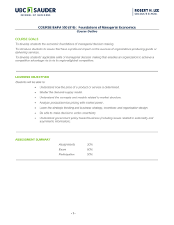 COURSE BAPA 550 (816): Foundations of Managerial Economics