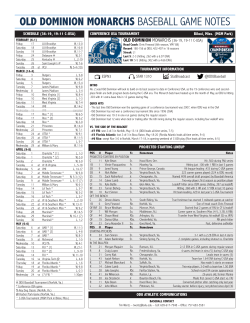 OLD DOMINION MONARCHS BASEBALL GAME NOTES