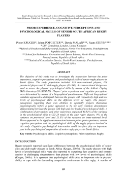 Running head: Prior experience, cognitive perceptions and