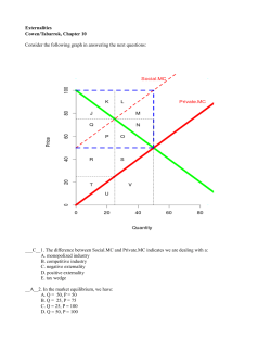 Externalities Cowen/Tabarrok, Chapter 10 Consider the following