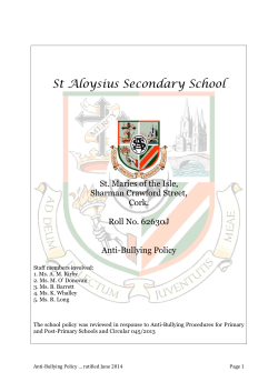 Anti bullying policy - St Aloysius School, Cork