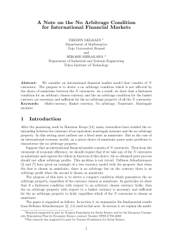A Note on the No Arbitrage Condition for International