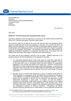 Expected Credit Losses - Financial Reporting Council