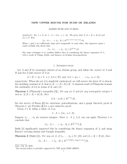 NEW UPPER BOUND FOR SUMS OF DILATES 1. Introduction Let A