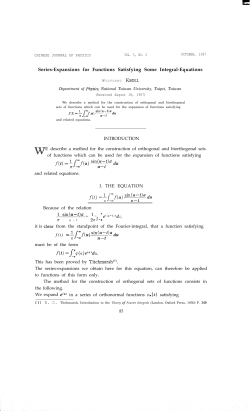 Series-Expansions for Functions Satisfying Some Integral