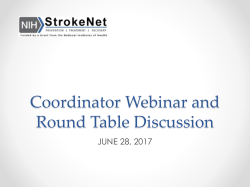 Coordinator Webinar Round Table Discussion