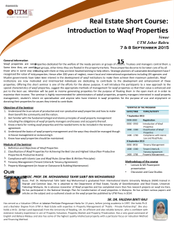 Real Estate Short Course: Introduction to Waqf Properties