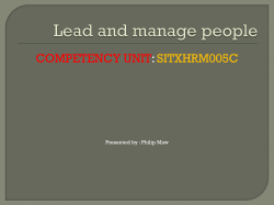 Lead and manage people - Management Units