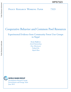 Cooperative Behavior and Common Pool Resources: Experimental