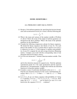 EE5585: HOMEWORK 2 ALL PROBLEMS CARRY EQUAL POINTS