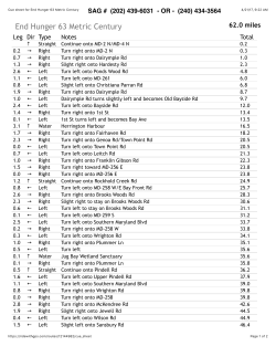 Cue sheet for End Hunger 63 Metric Century