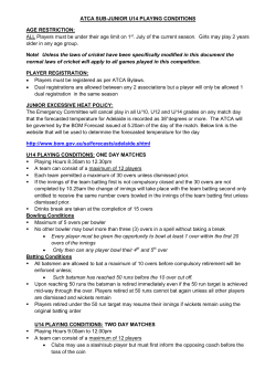 ATCA SUB-JUNIOR U14 PLAYING CONDITIONS AGE RESTRICTION