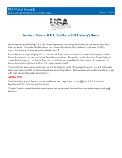 Senate to Vote on H.R.1: End Game SƟll Anybody`s Guess