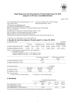 Flash Report for the First-Half Period Ended