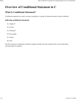 Overview of Conditional Statement in C