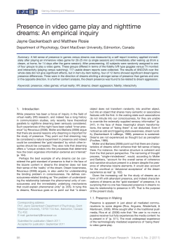 Presence in video game play and nighttime dreams