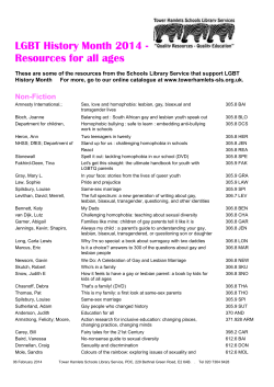 LGBT History Month 2014 - Resources for all ages These are some