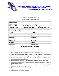 Application Form - Niagara Thunderhawks Minor Lacrosse