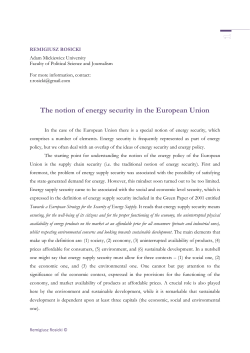 The notion of energy security in the European Union