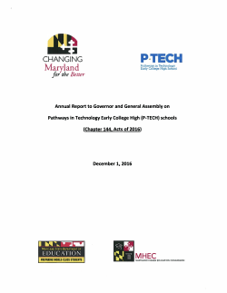 P-TECH Report - Maryland State Department of Education