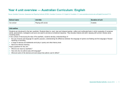 Year 4 unit overview * Australian Curriculum: English