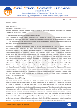 Letter to Members - North Eastern Economic Association