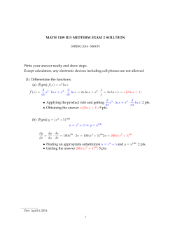MATH 1109 R13 MIDTERM EXAM 2 SOLUTION - Han