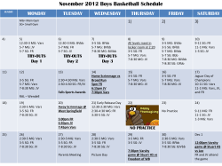 NOVEMBER Basketball Schedule