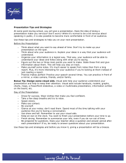 Presentation Tips and Strategies