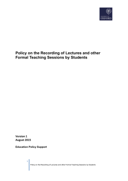 Recording of lectures and other teaching sessions by students