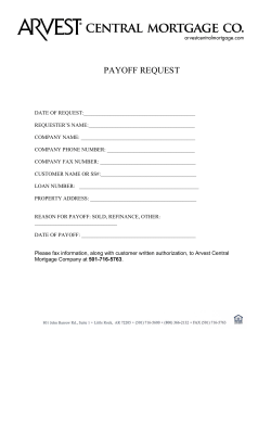 payoff request - Arvest Central Mortgage Company